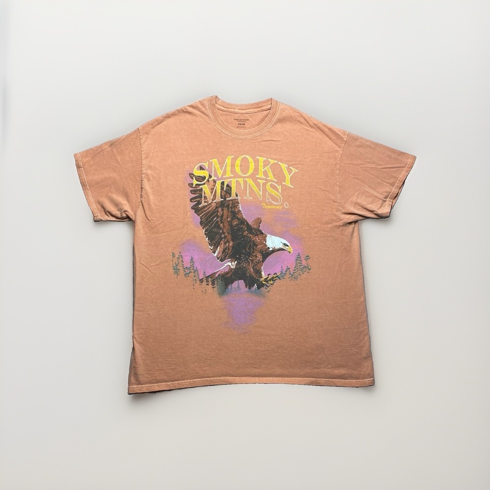 Urban‎ Outfitters Tshirt Oversized Men's Small Orange Great Smoky Mountains